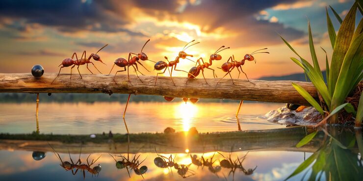 team ants work constructing bridge teamwork team ants c v 2y